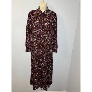 Chico's Godet Shirt Vibrant Maxi Dress Pattern Orchid Flower Mature Classic 10